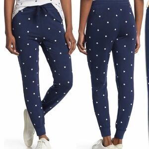 SPLENDID Embroidered Stars Knit Joggers in Blue.Size S